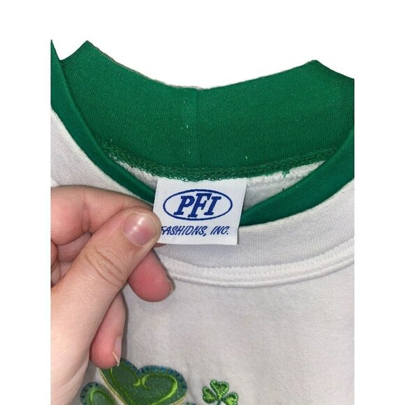 PFI Fashions green Embroidered shamrocks  Theme Sweatshirt Size 2XL Grannycore - Picture 5 of 6